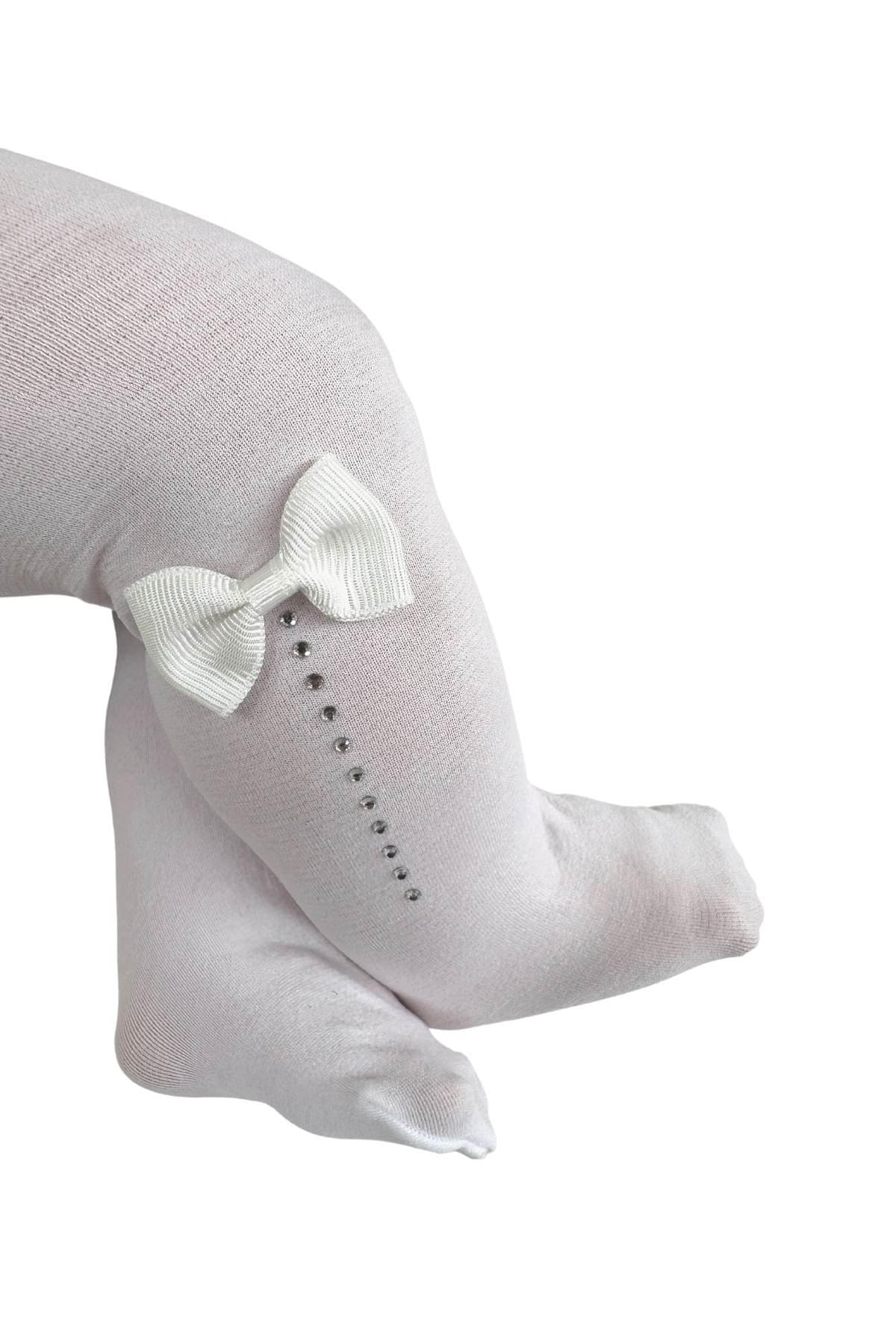 Beyaz Süslü Mycro Bebek Külotlu Çorap Daymod 2142038 - Beyaz