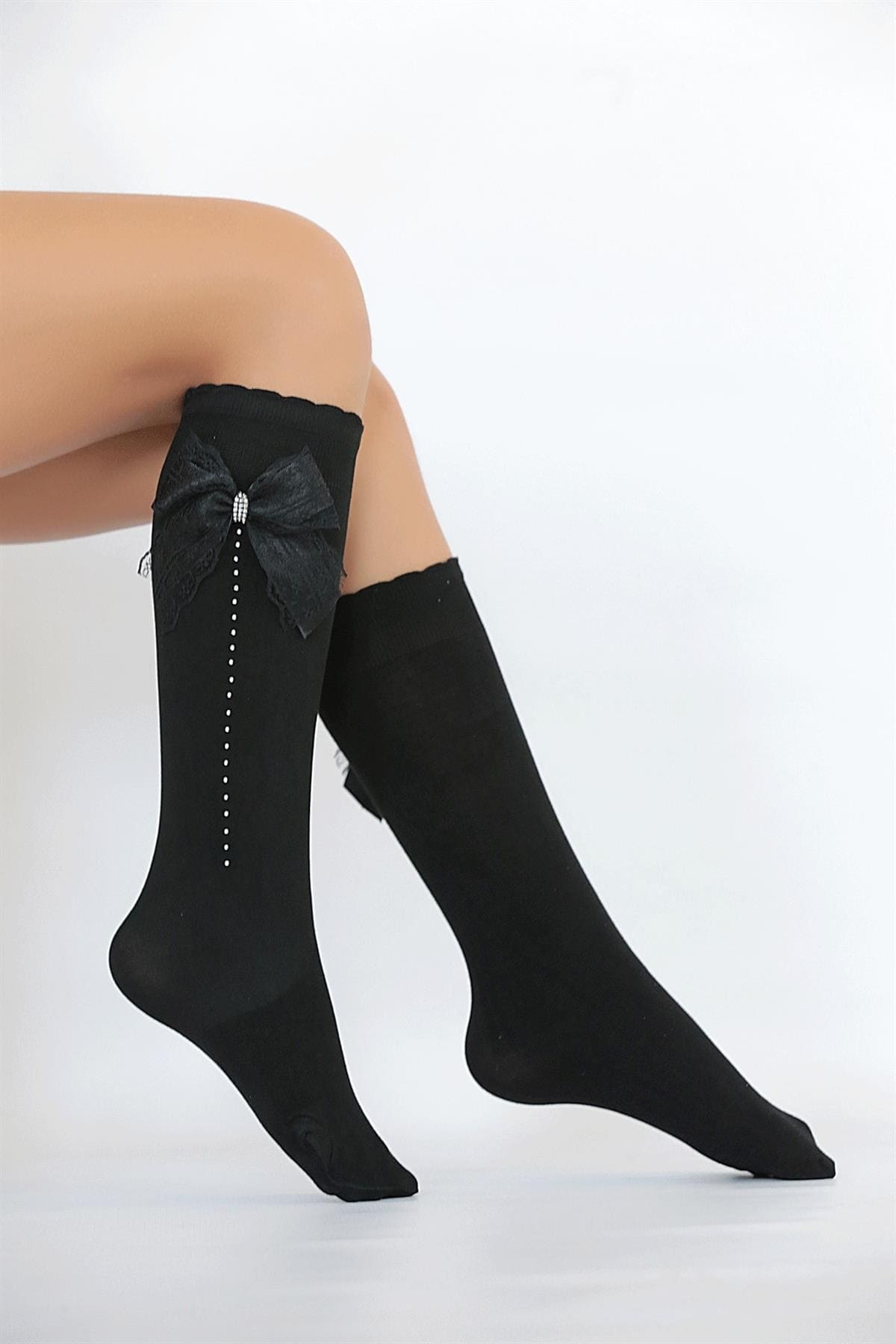 Yüksek Viskon Pamuklu Dizaltı Çorap Siyah Daymod 2242029 - Siyah