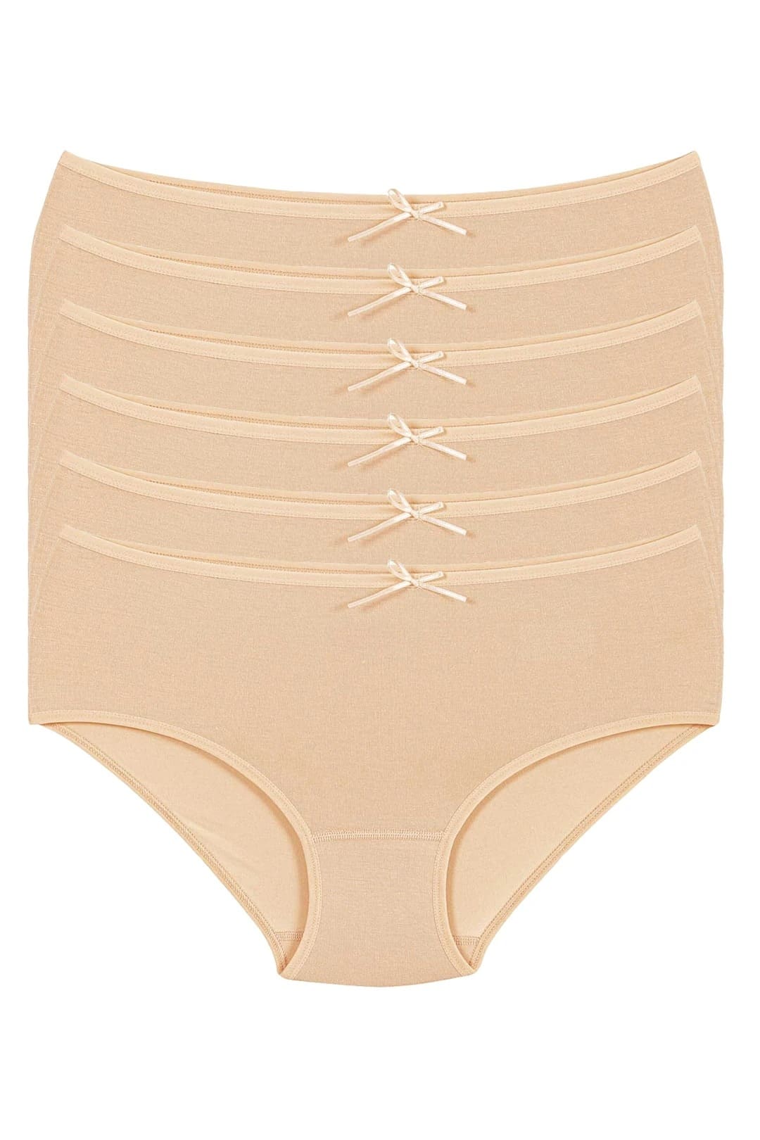 Yüksek Bel Bambu Kadın Bato Külot 6'lı Paket Yıldız 3923 - Ten