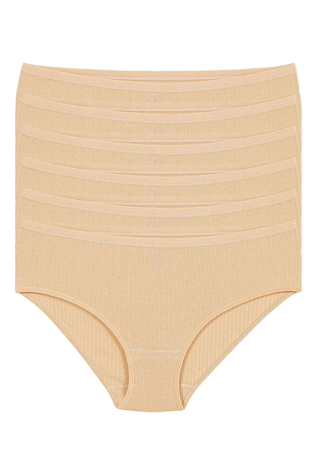 Pamuklu Yüksek Bel Bato Külot 6'lı Paket Yıldız 3586 - Ten