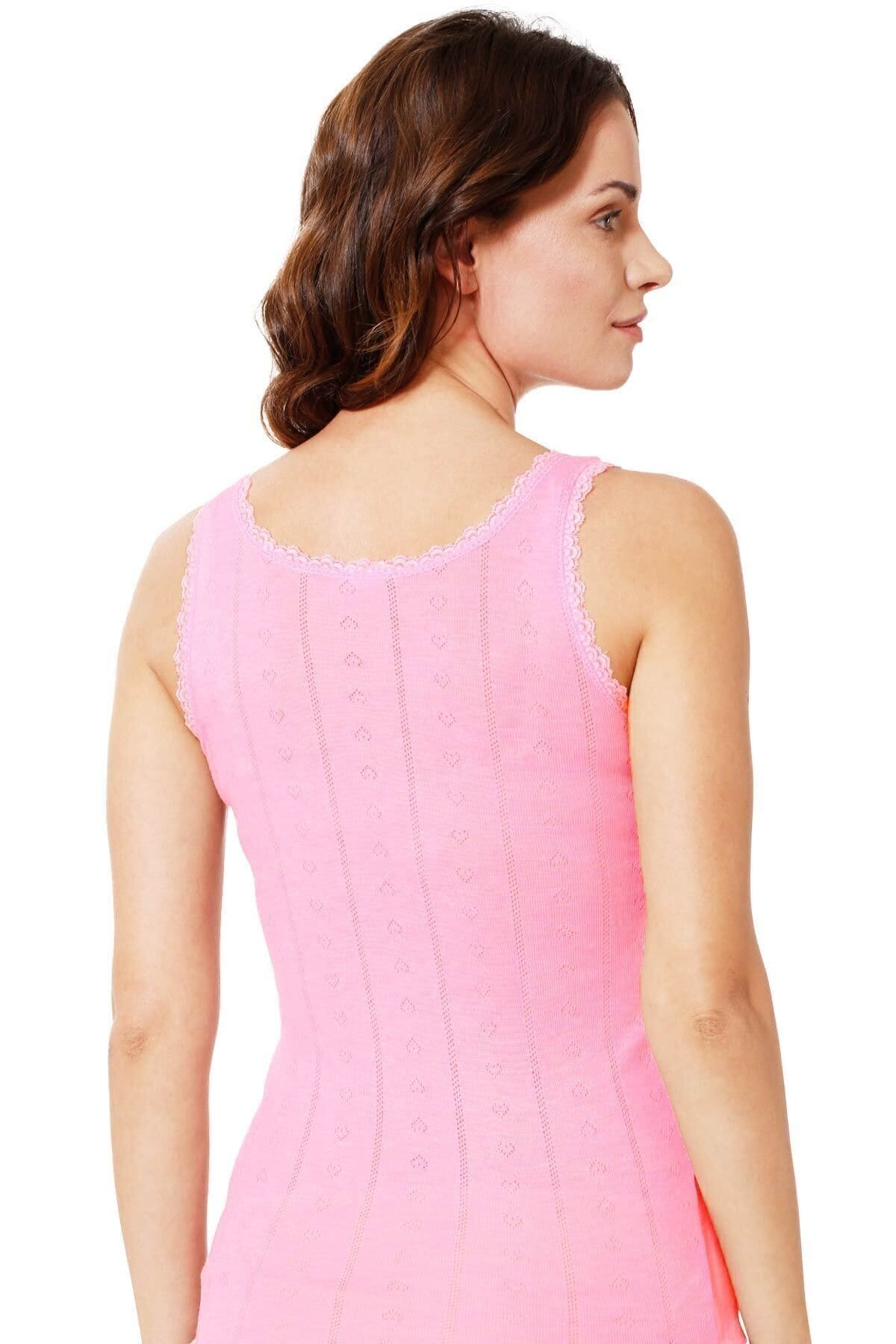 Esnek Yüksek Pamuklu Kalın Askılı Kadın Atlet Özkan 23493 - Pembe