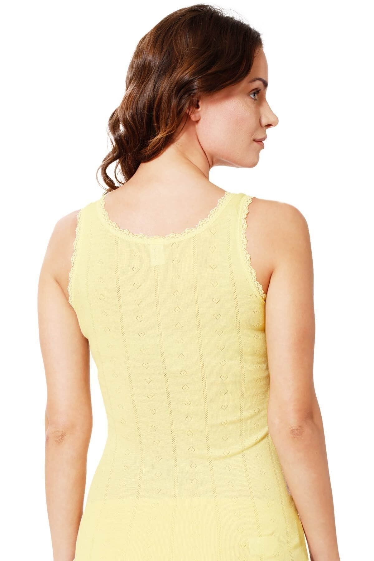 Esnek Yüksek Pamuklu Kalın Askılı Kadın Atlet Özkan 23493 - Sarı