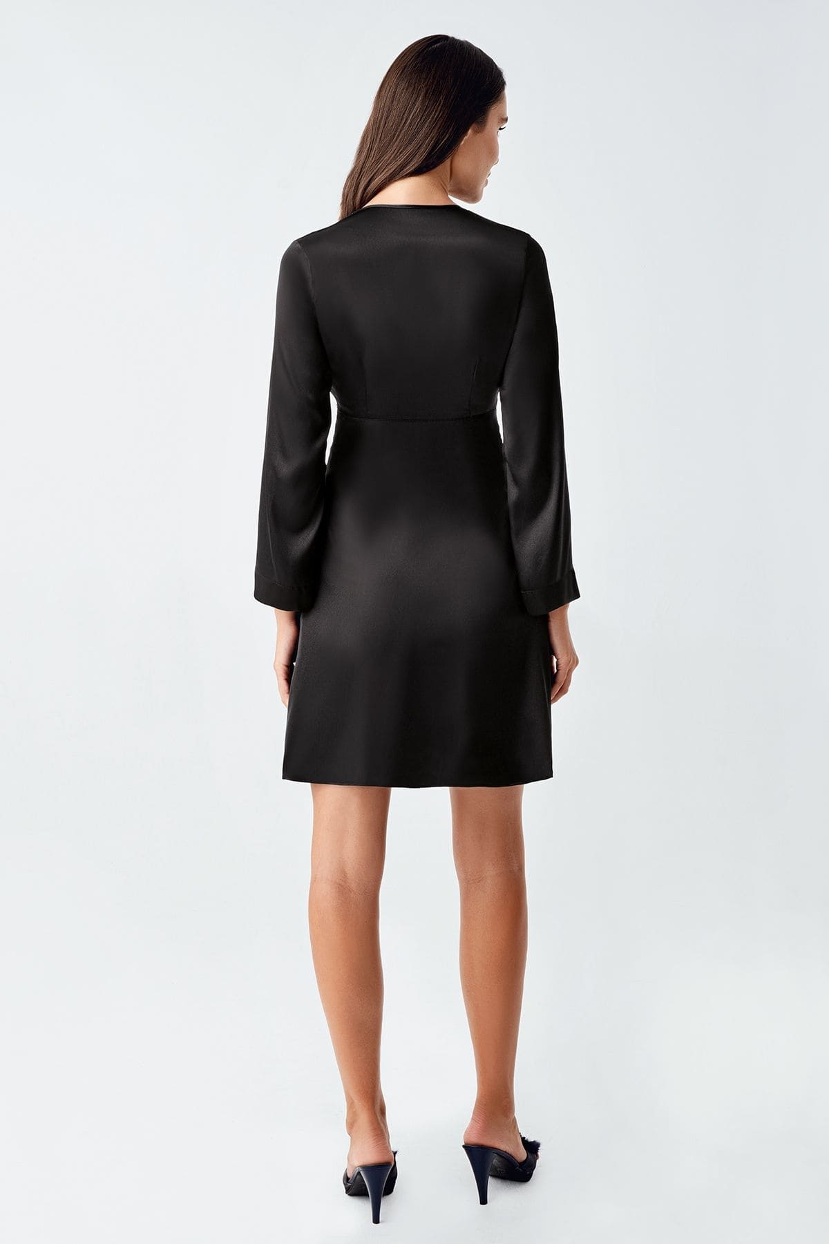 Dantelli Transparan Mini Saten Gecelik Takımı İmaj 4230 - Siyah