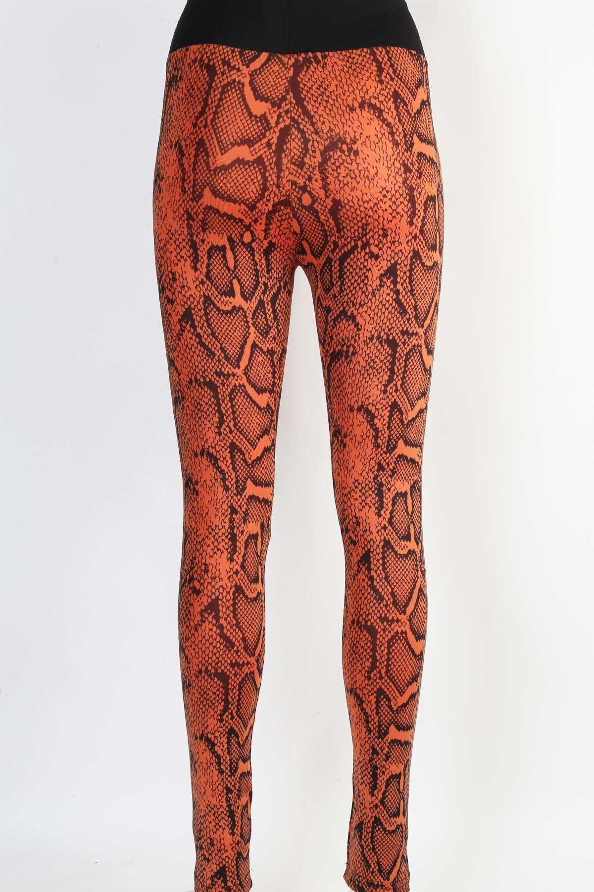 Yüksek Bel Desenli Tayt Derya Kurşun 03 - Turuncu
