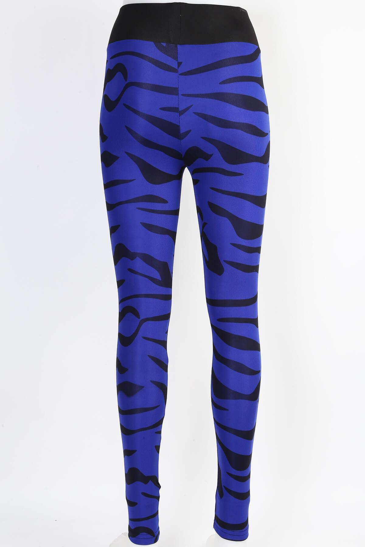 Yüksek Bel Esnek Tayt Kadın Derya 09 - Saks Mavi