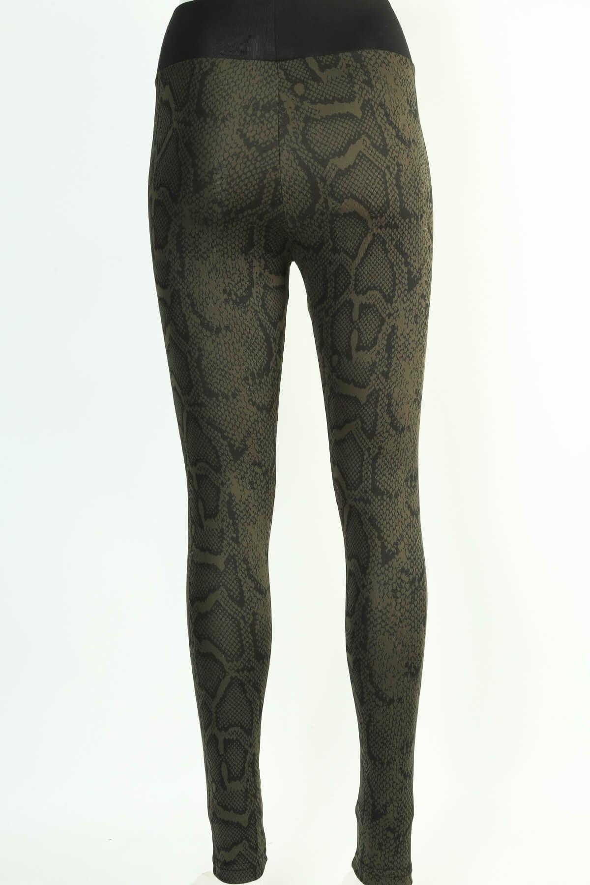 Yüksek Bel Esnek Spor Tayt Derya Kurşun 12 - Haki