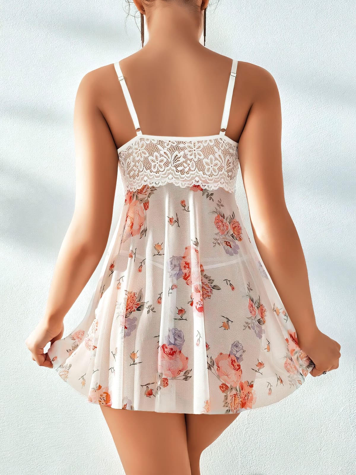 Dantel Detaylı Tek Parça Body Beyaz Pink Night 3716 - Beyaz