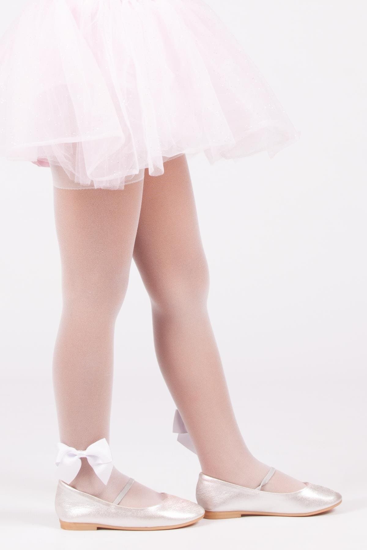 Yüksek Pamuk Oranı Tül File Çocuk Külotlu Çorap Daymod 2141008 - Beyaz