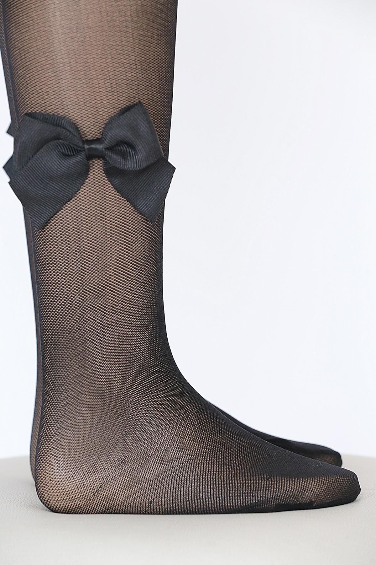 Tül File Fiyonklu Çocuk Külotlu Çorap Somon Daymod 2141008 - Siyah