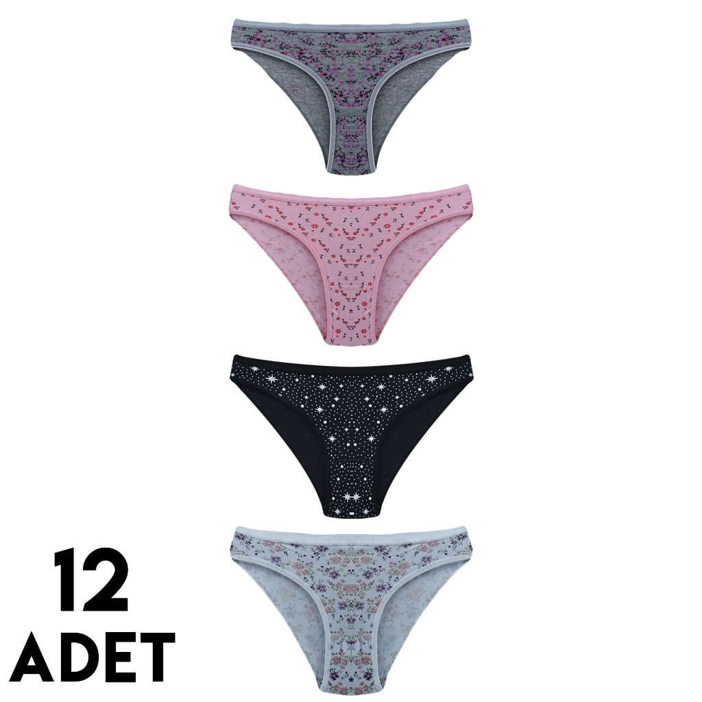 Karışık Desenli Yüksek Bel Bikini Külot Tutku 0585 - Karışık Renk