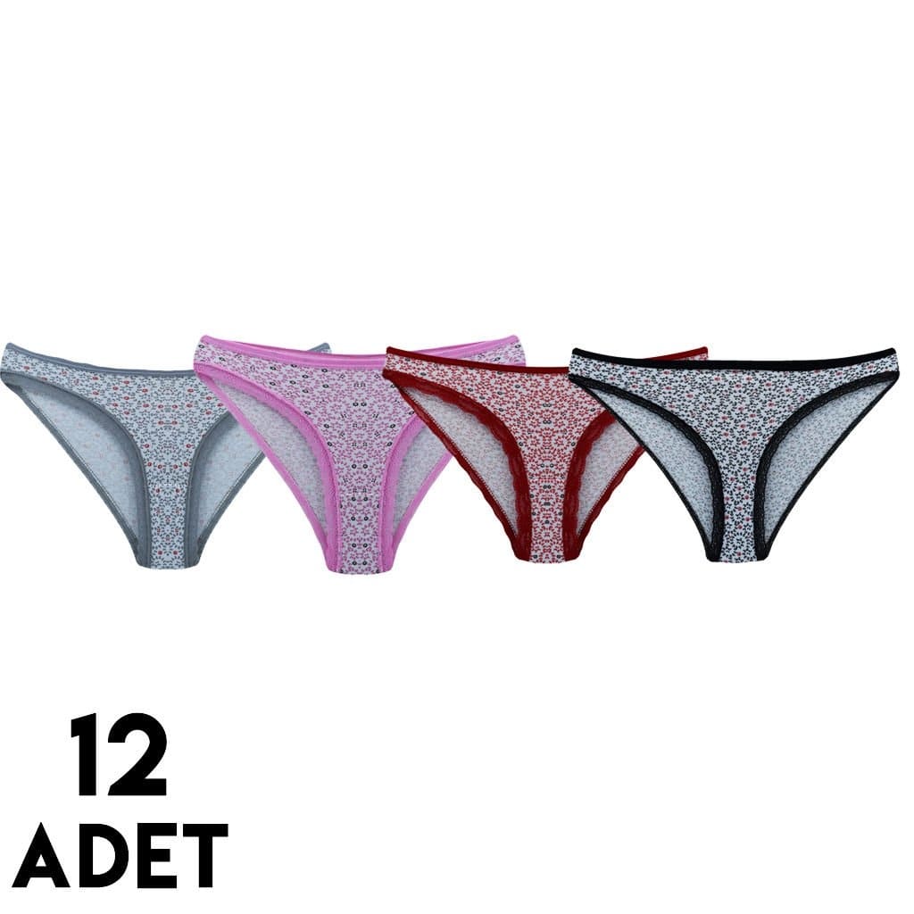 Desenli Yüksek Bel Bikini Külot Tutku 0586 - Asorti