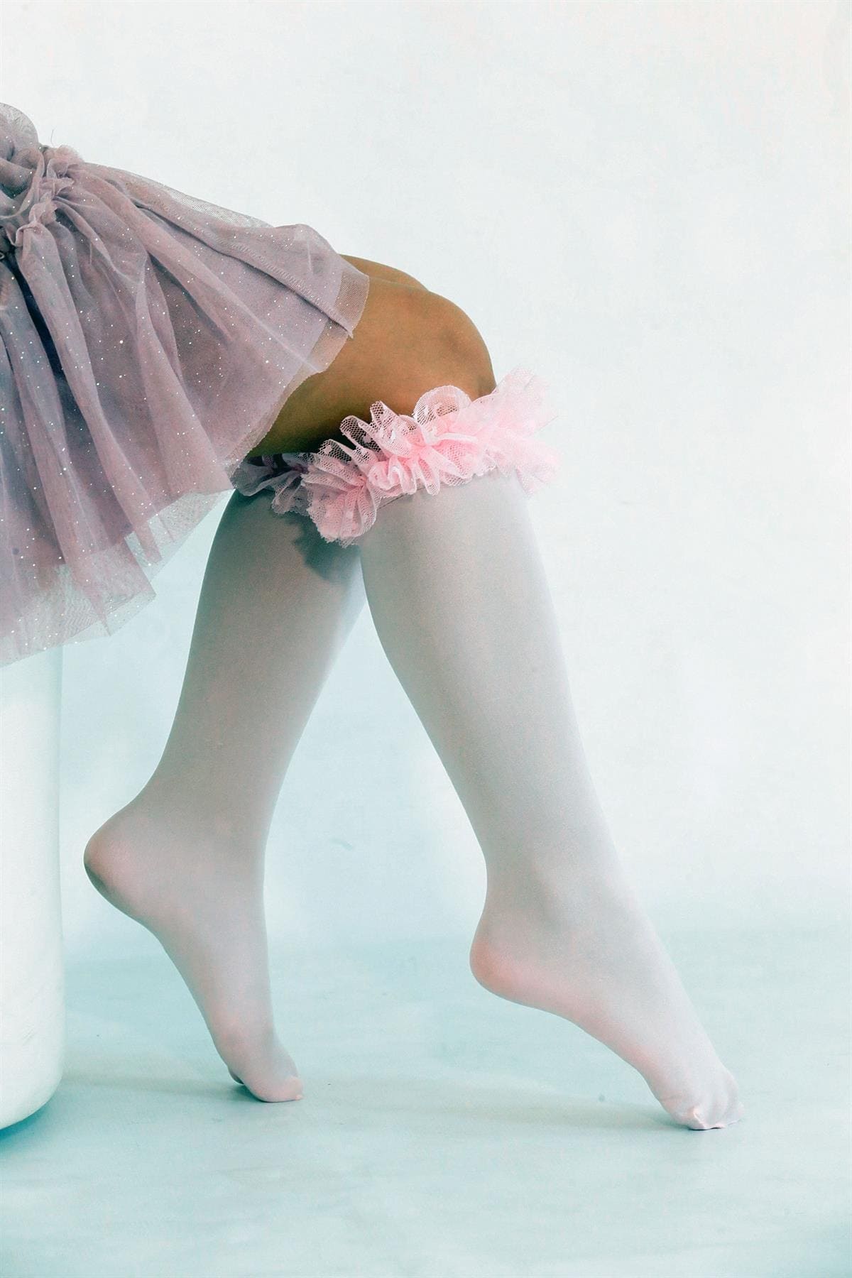 Pamuklu Leopar Desenli Çocuk Dizaltı Çorap Daymod 2212002 - Pembe