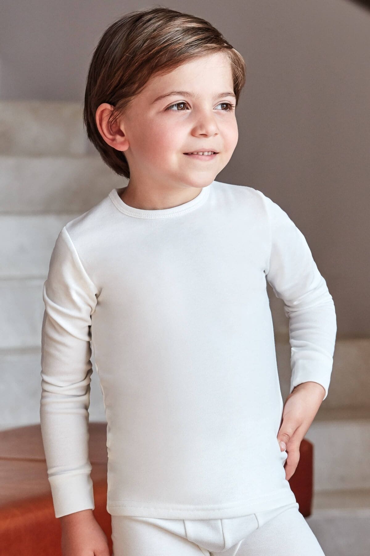 Uniseks Erkek Kız Çocuk Termal Uzun Kol İçlik Anıl 2536 - Ekru