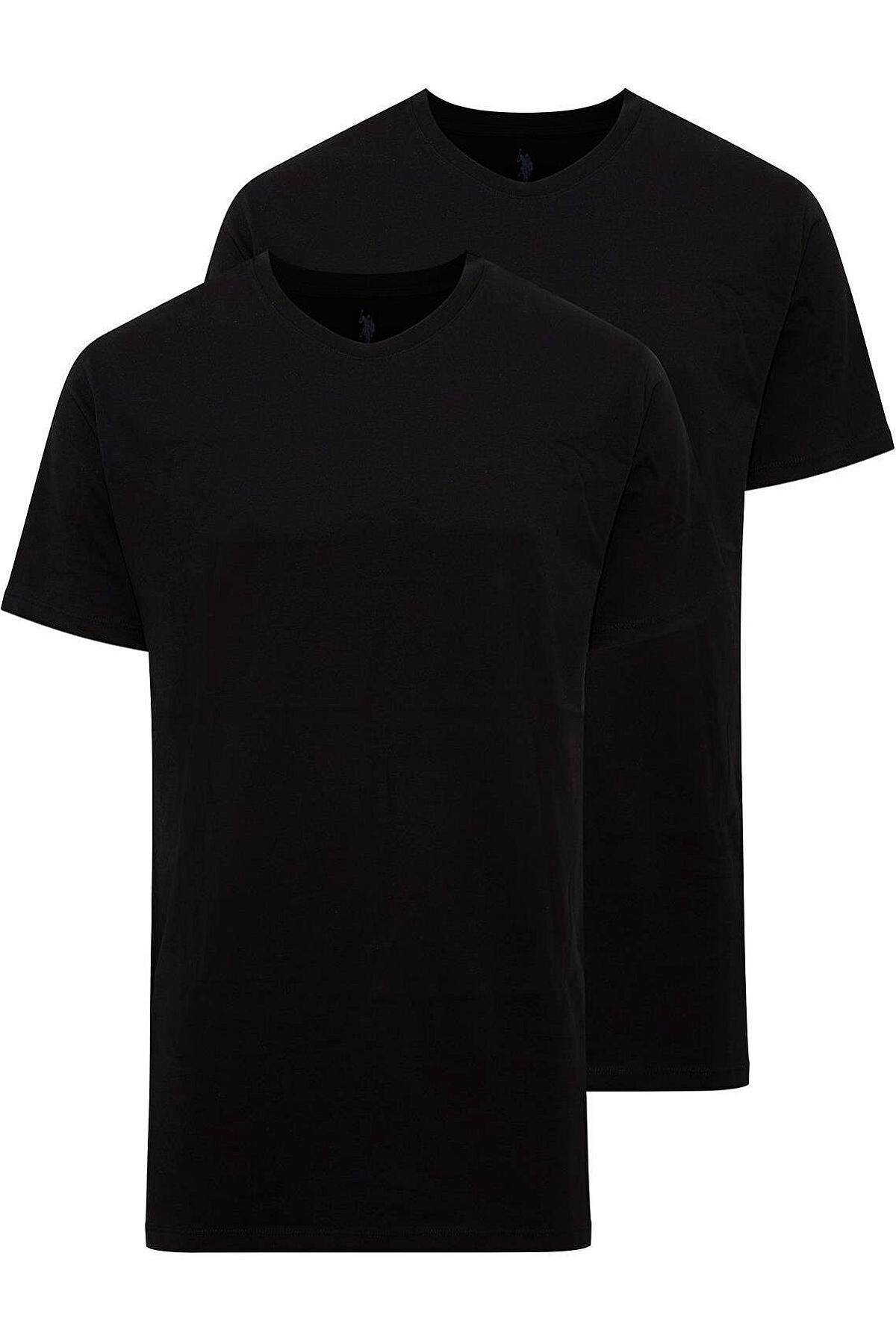 Pamuklu Ribana Yuvarlak Yaka Erkek Atlet Us. POLO 90002 - Siyah