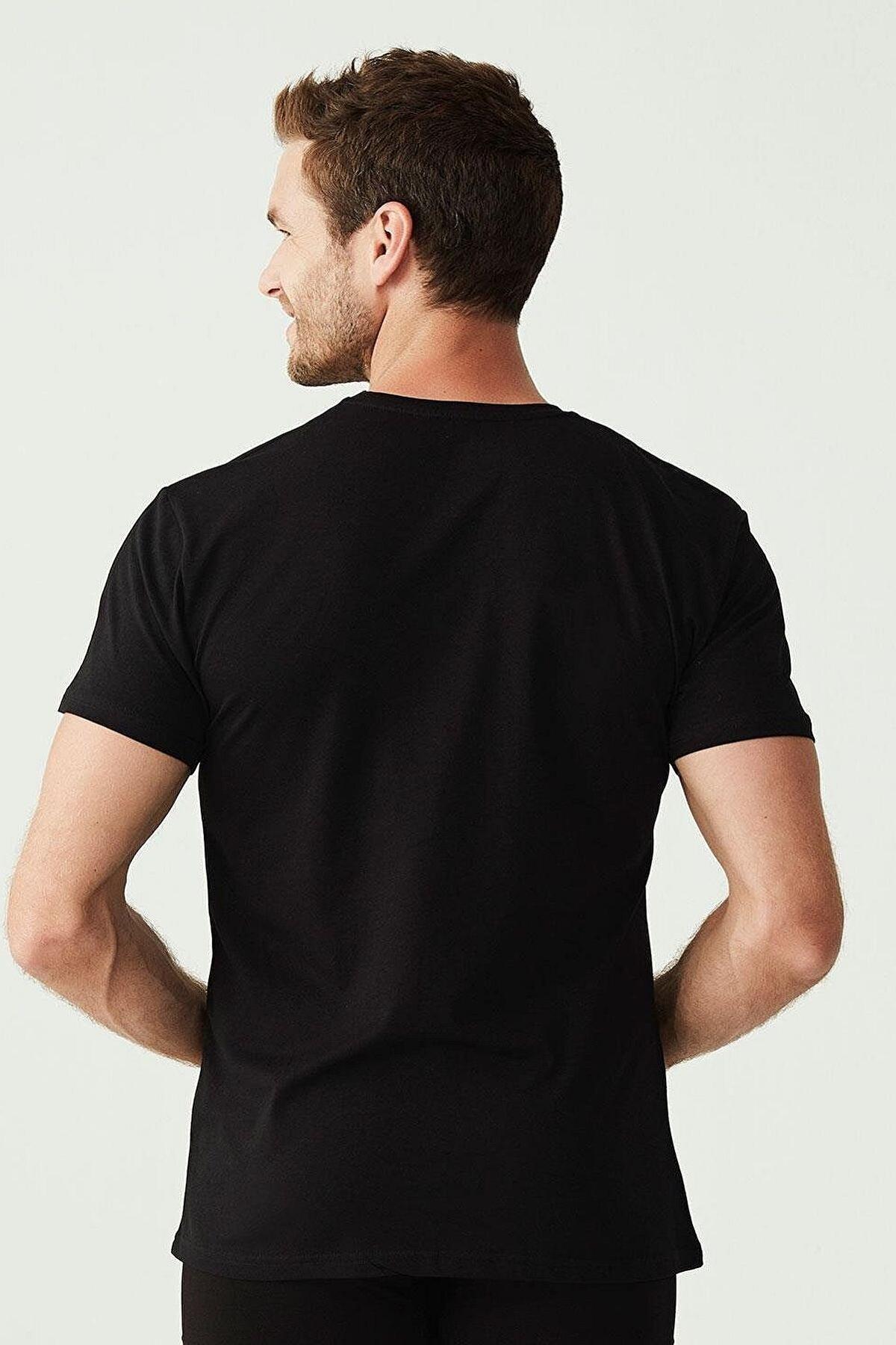 Pamuklu Ribana Yuvarlak Yaka Erkek Atlet Us. POLO 90002 - Siyah