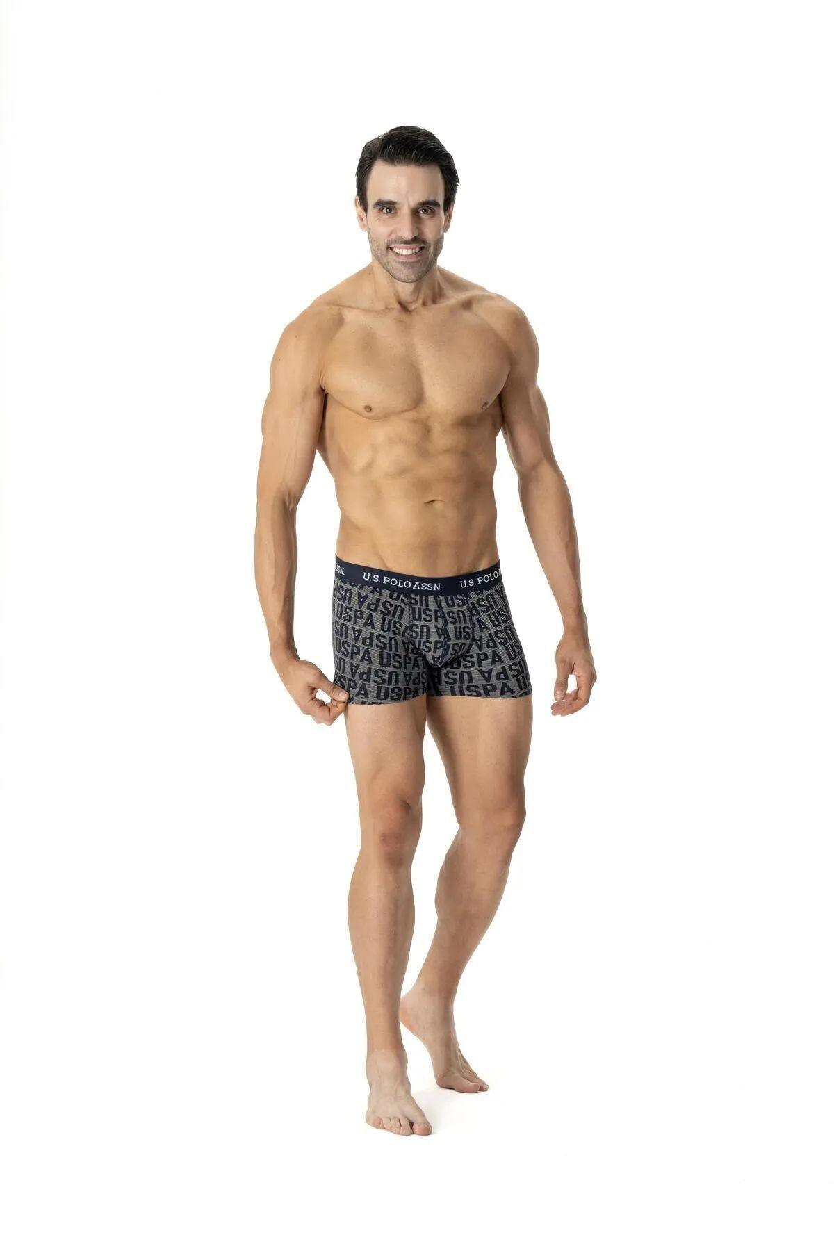 Pamuklu Esnek Bel Lastiği Erkek Boxer Us. POLO Assn. 80503 - Lacivert-Mavi