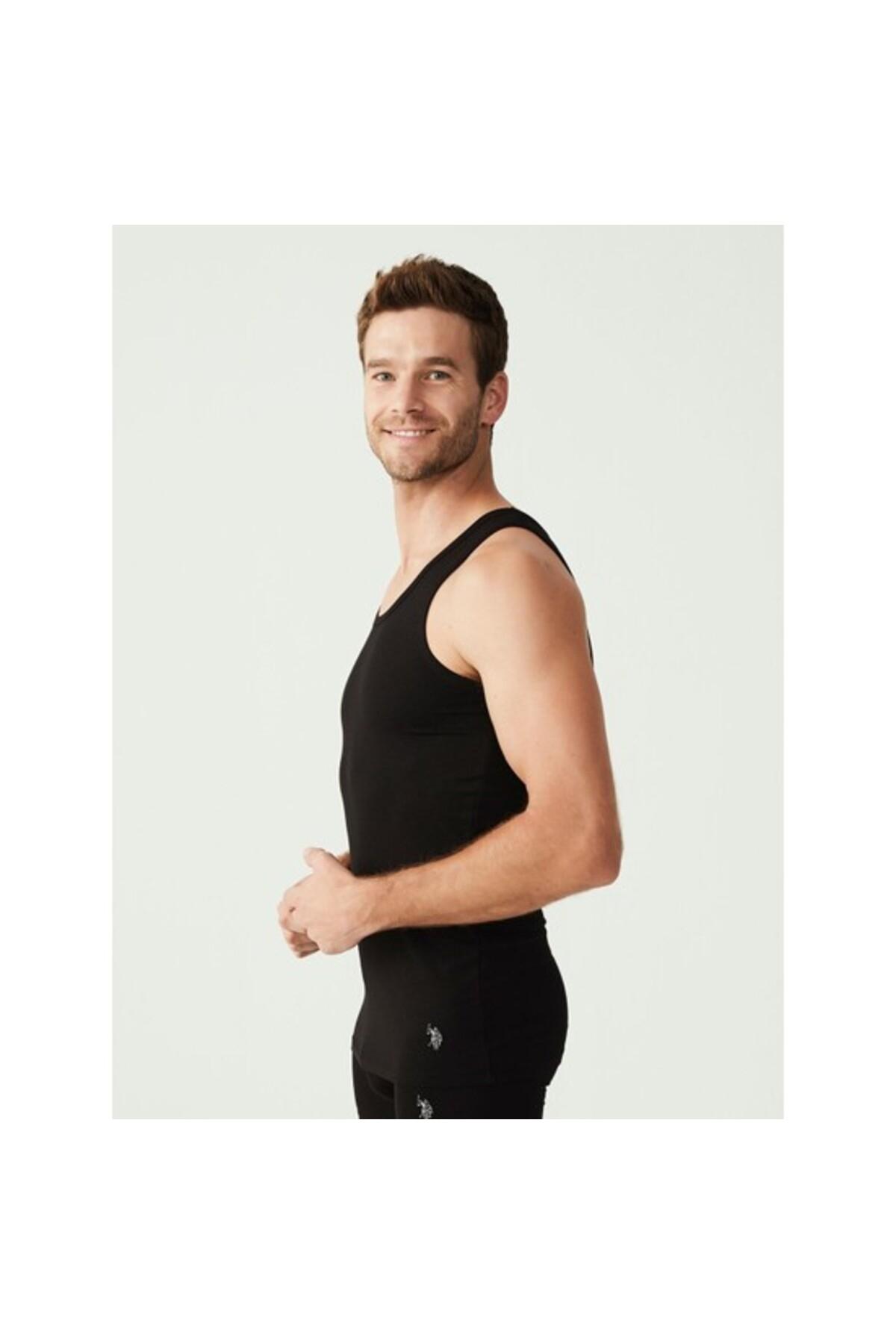 Pamuklu Ribana Erkek Atlet Siyah Us. POLO Assn. 90000 - Siyah