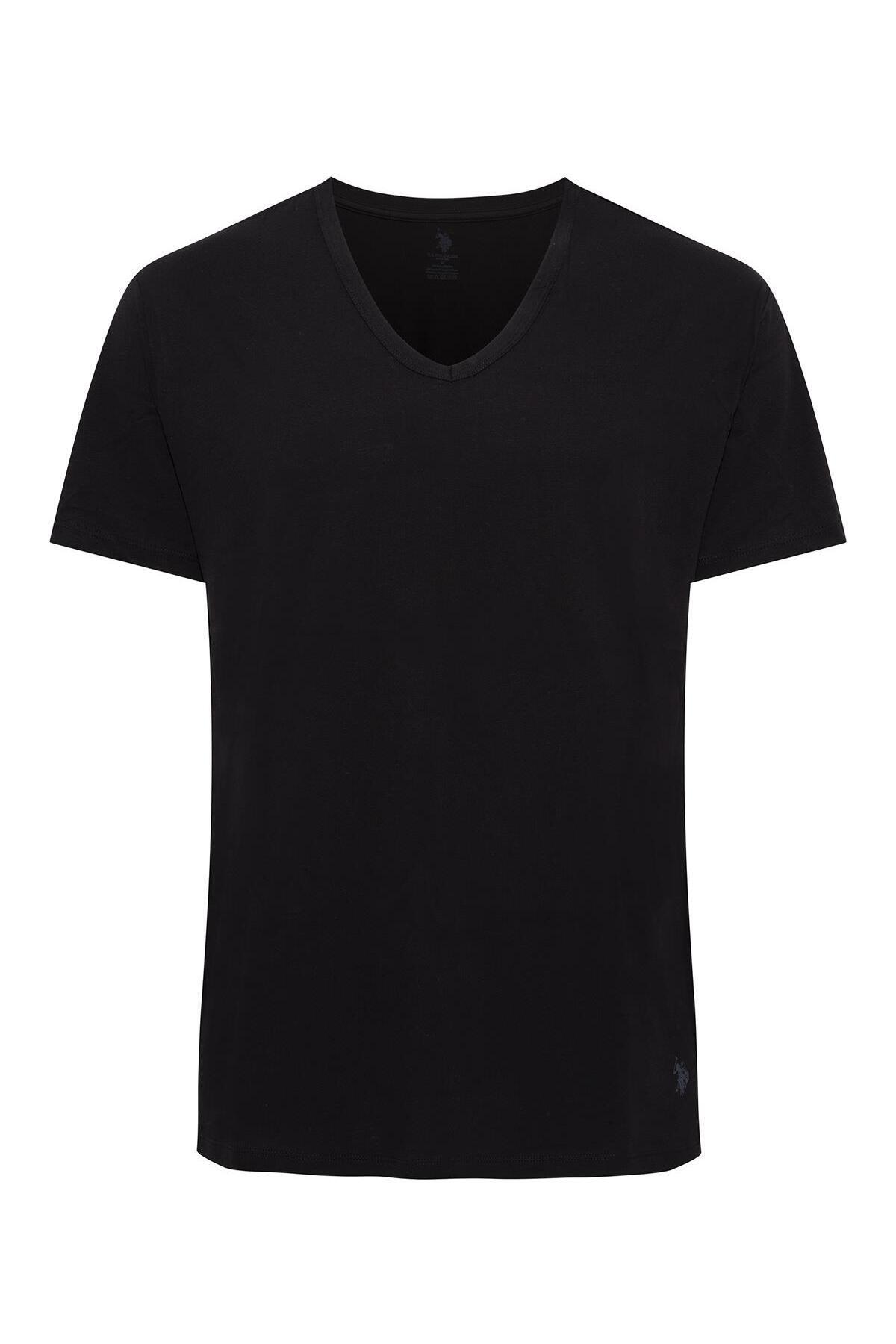 Pamuklu V Yaka Erkek Atlet Siyah 2Li U.S. Polo Assn. 90001 - Siyah