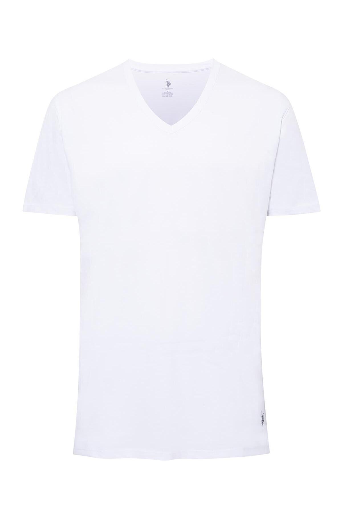 Pamuklu V Yaka Erkek Atlet Siyah 2Li U.S. Polo Assn. 90001 - Beyaz