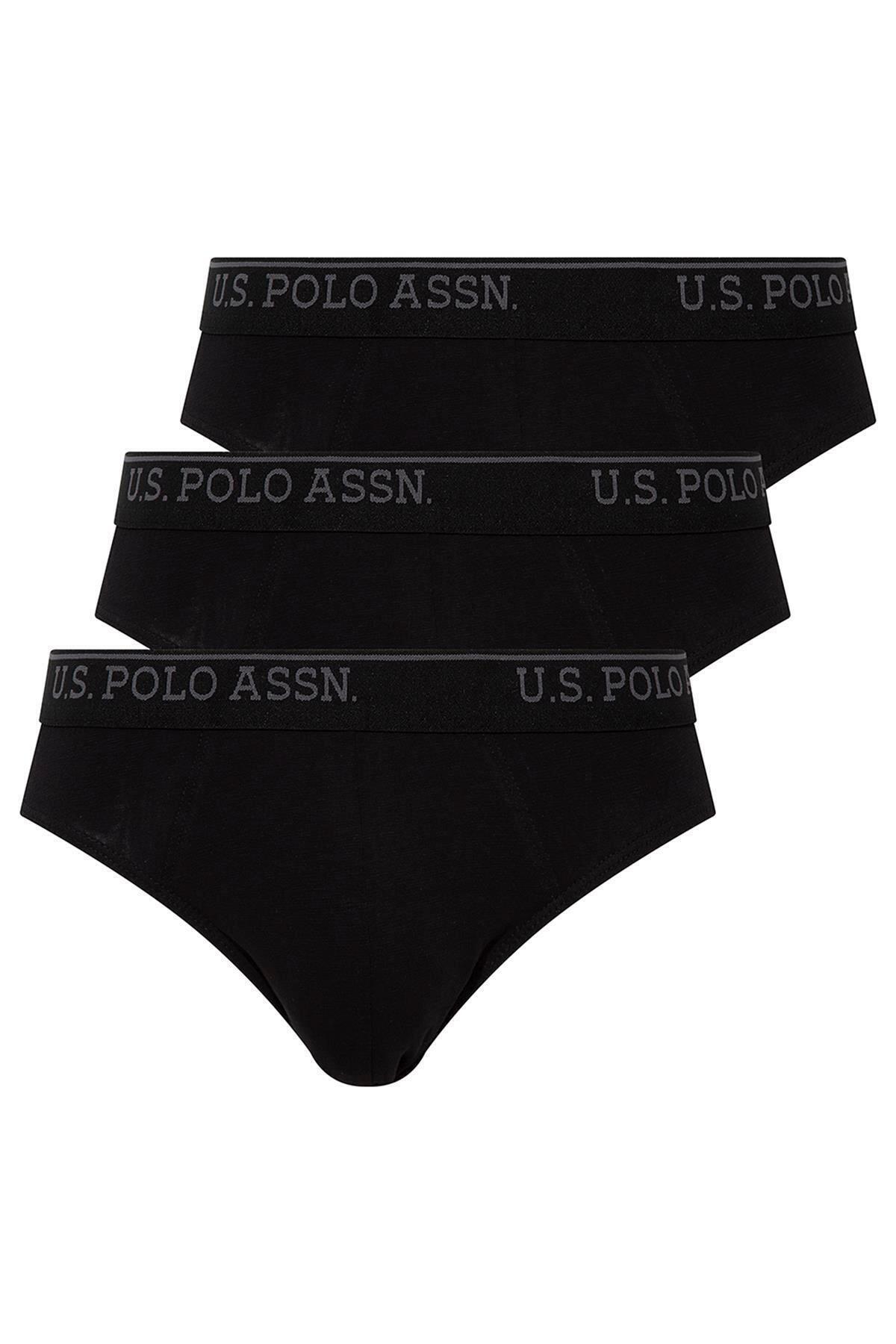 Pamuklu Lastikli Erkek Slip Takımı Us. POLO Assn. 90003 - Siyah