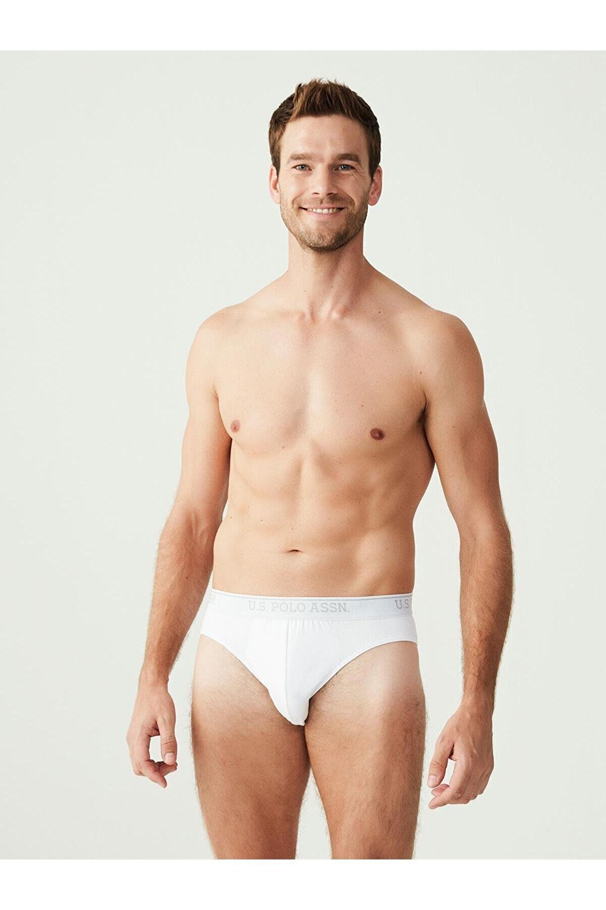 Pamuklu Lastikli Erkek Slip Takımı Us. POLO Assn. 90003 - Beyaz
