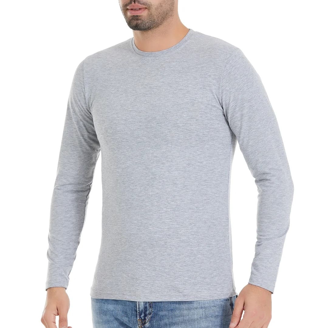 Likralı Uzun Kollu Gri Erkek T-Shirt Yıldız 87 - Gri