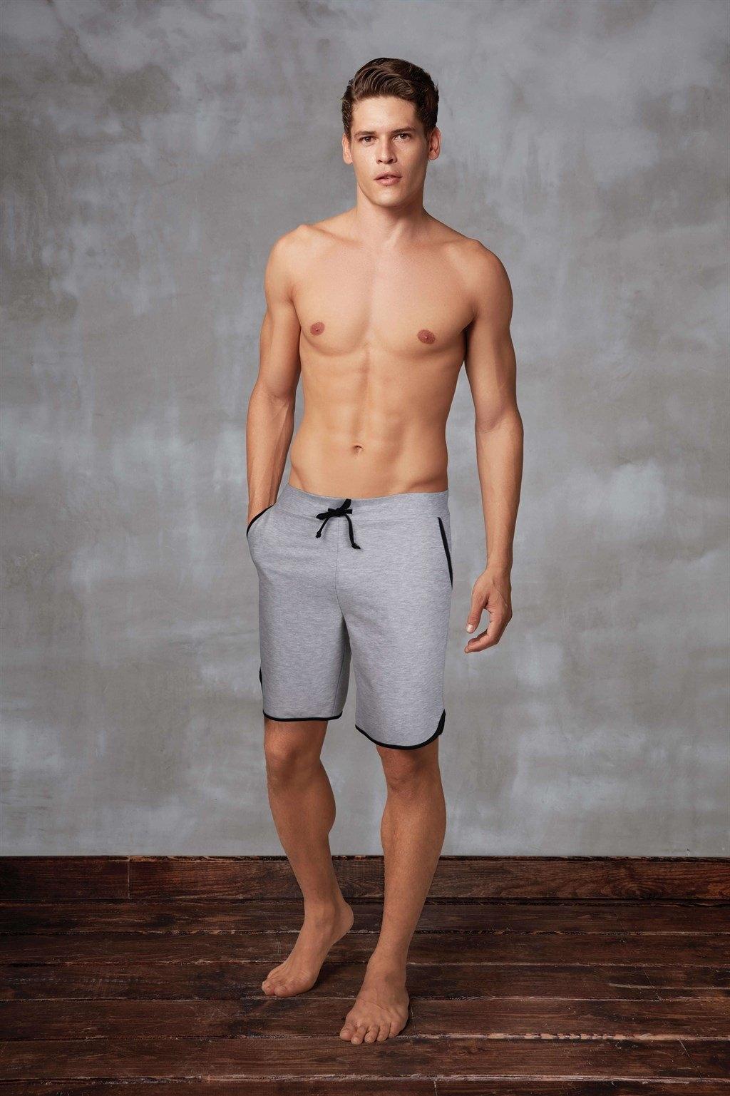 Uzun Paçalı Gri Yan Cepli Erkek Şort Doreanse 4576 - Gri