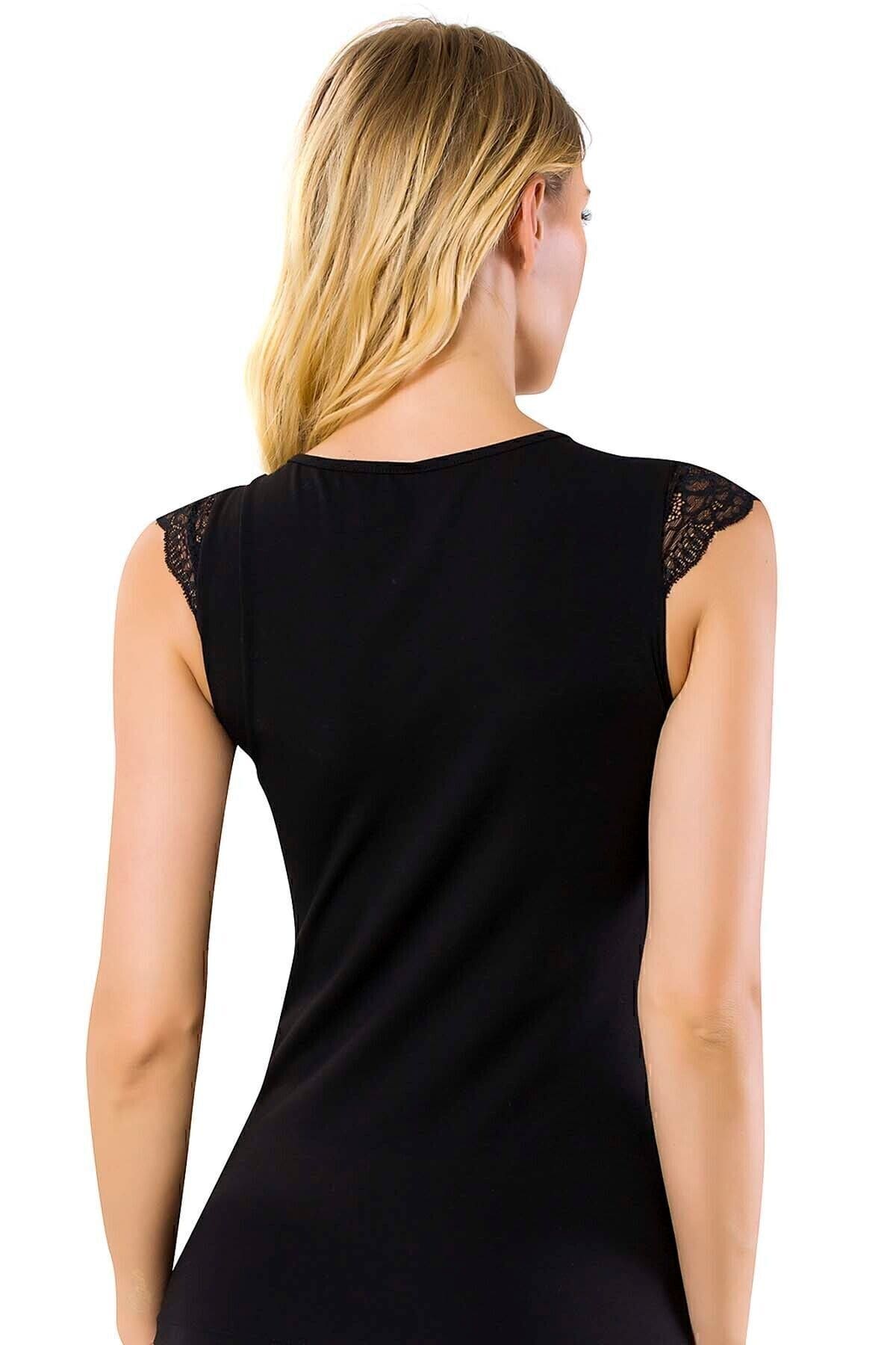 Özkan Pamuklu Dantel Detaylı V Yaka Kısa Kollu Kadın Atlet Özkan 24205 - Görsel 10