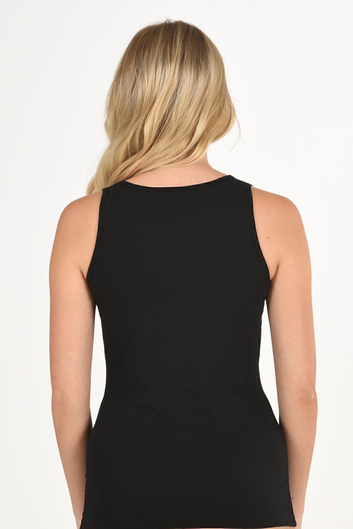 V Yaka Tül Detaylı Kalın Askılı Pamuklu Atlet Özkan 26531 - Siyah