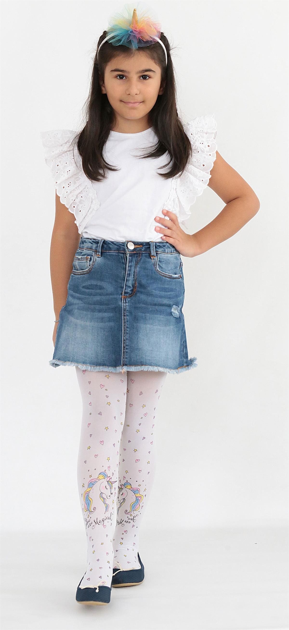 Kaydırmaz Tabanlı Pamuklu Çocuk Külotlu Çorap Daymod 2142063 - Beyaz