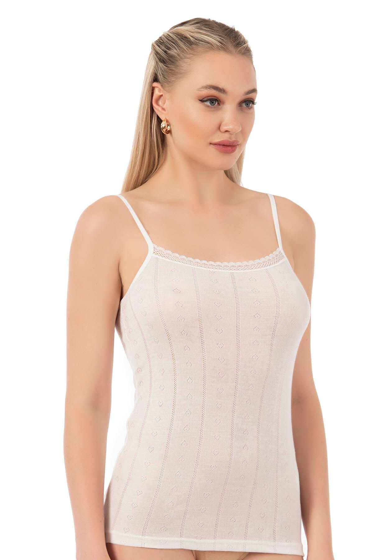 Esnek İp Askılı Ribana Atlet Özkan 27106 - Beyaz