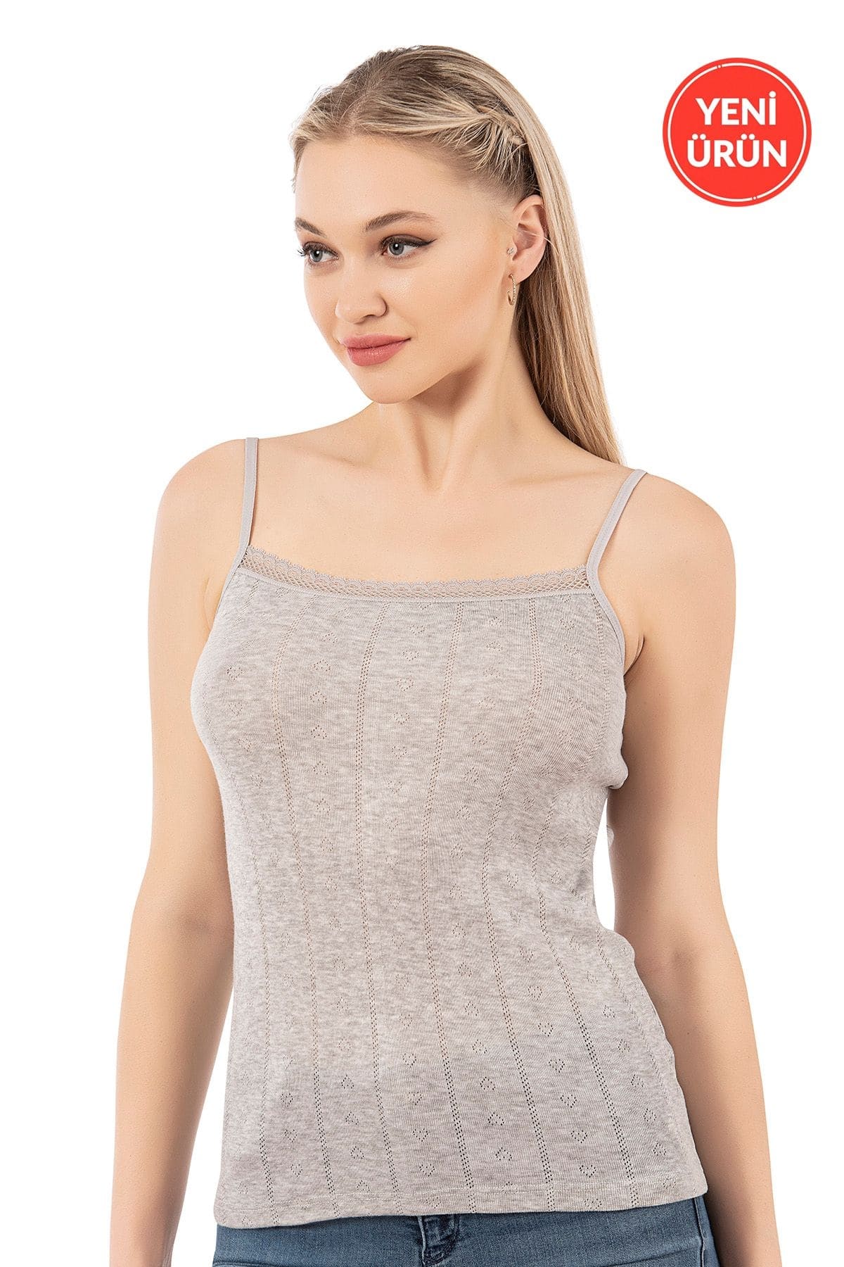 Esnek İp Askılı Ribana Atlet Özkan 27106 - Gri