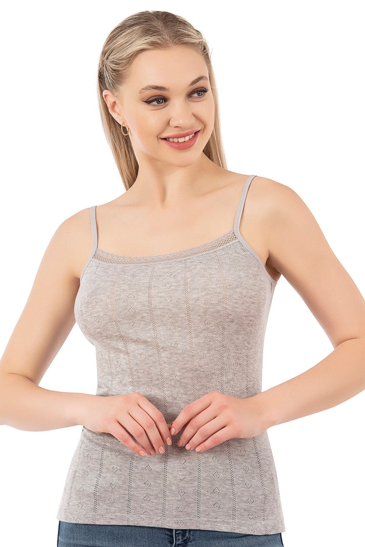 Esnek İp Askılı Ribana Atlet Özkan 27106 - Gri