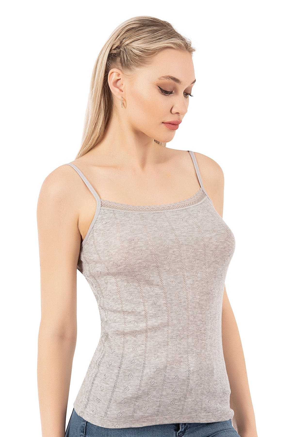 Esnek İp Askılı Ribana Atlet Özkan 27106 - Gri