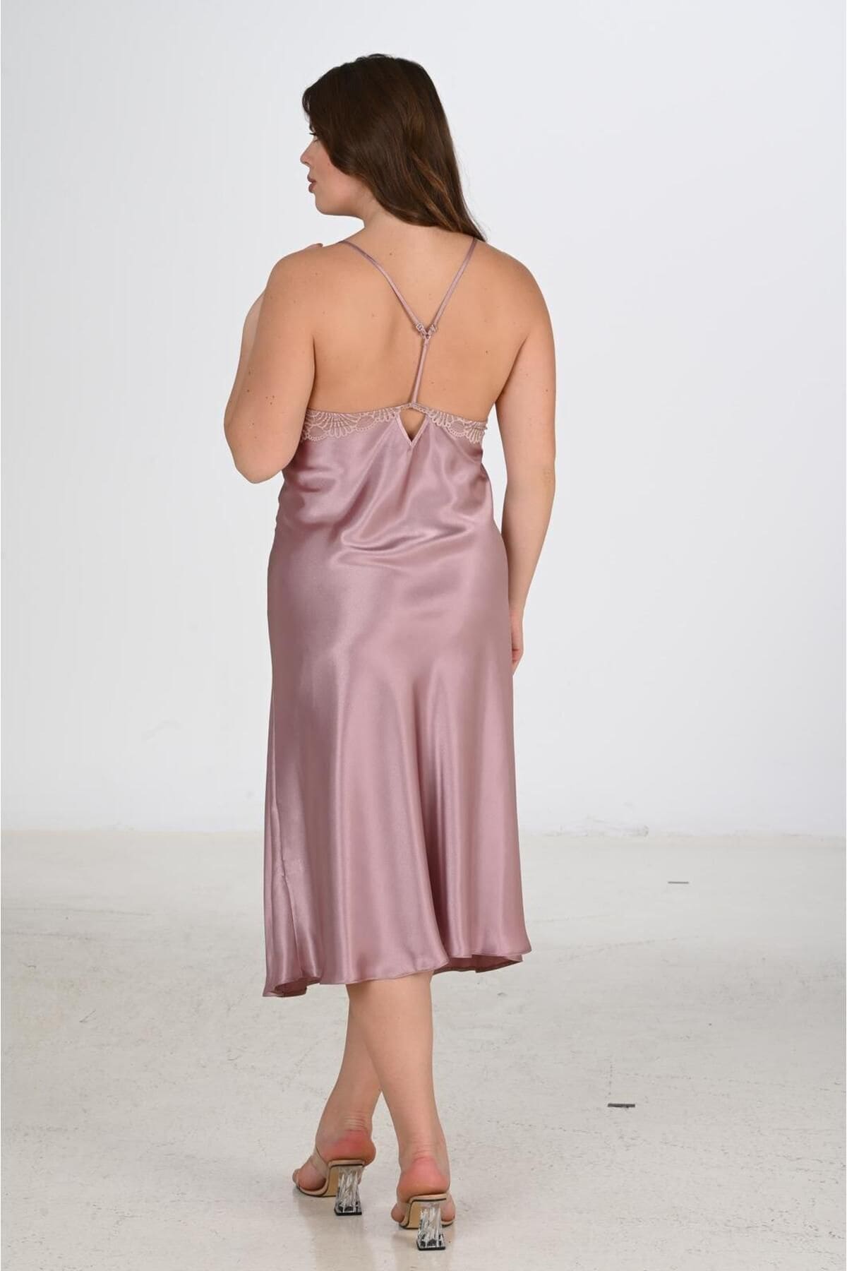 Gri Vizon Sabahlık 2li Takım Bigsize Ahu 6227 - Vizon