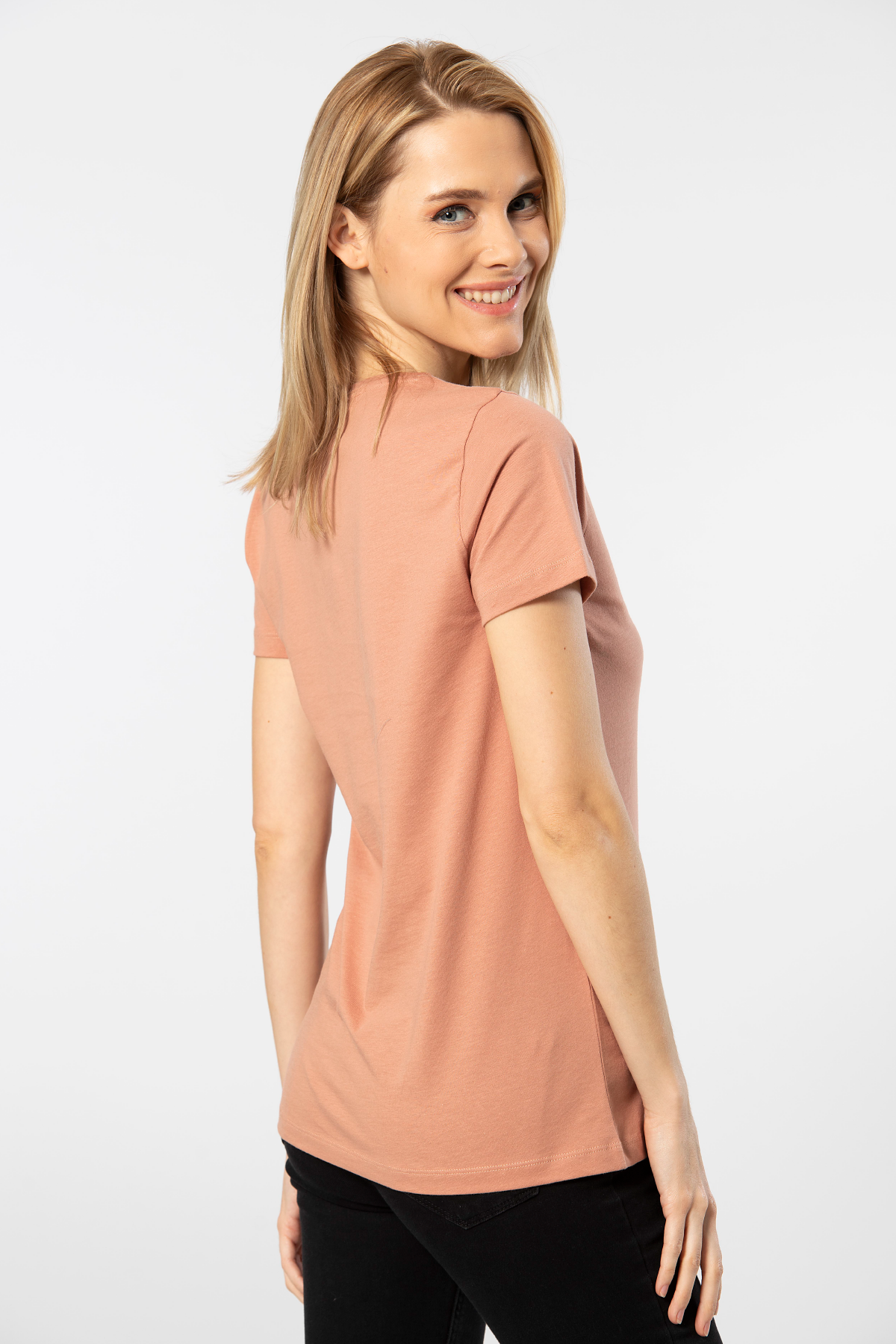 Pamuklu Nefes Alan Kısa Kollu Tişört Wtshirt London - Somon