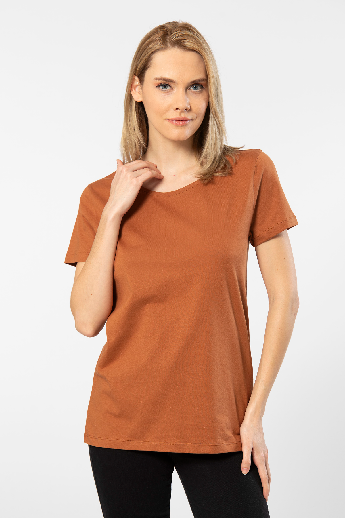 Wtshirt Pamuklu Mor Bisiklet Yaka Kısa Kollu Kadın Tişört Wtshirt London