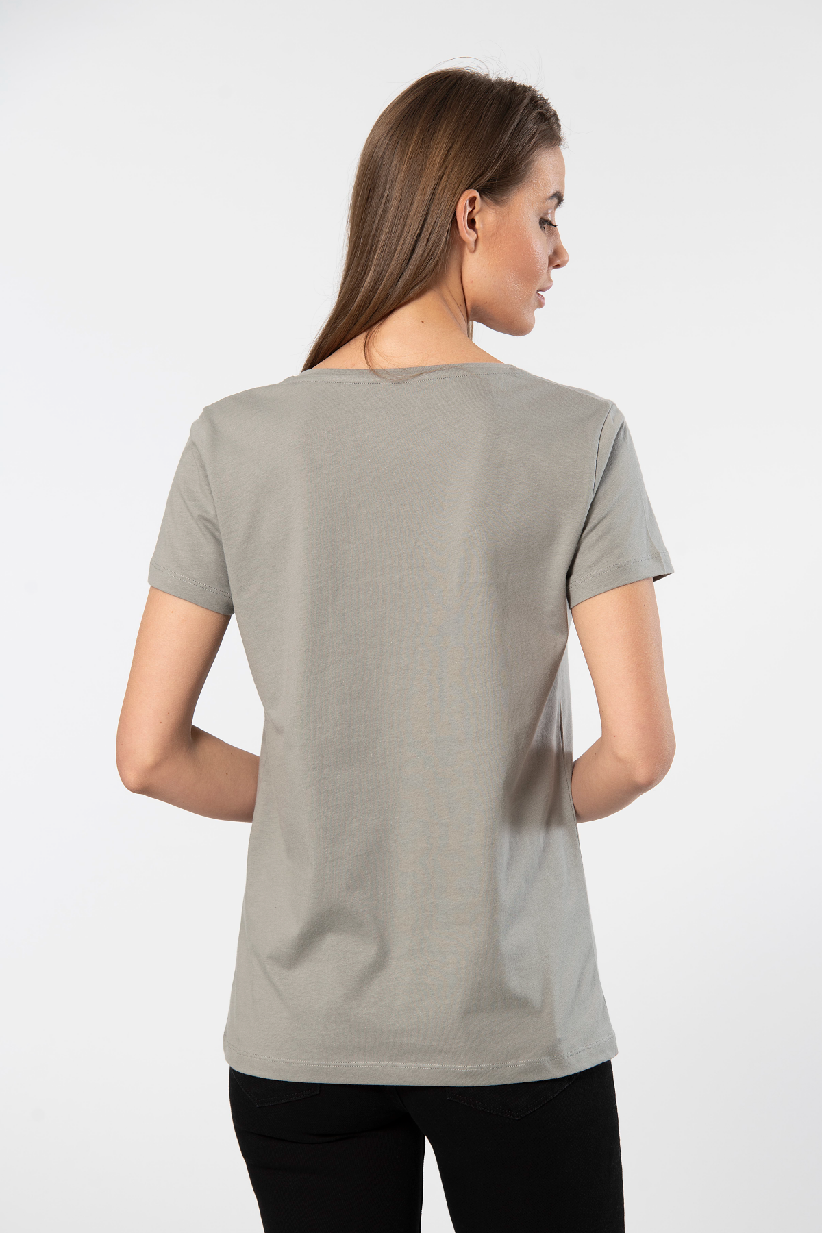 Pamuklu Esnek Gri Kısa Kollu Tişört Wtshirt 1234 - Gri