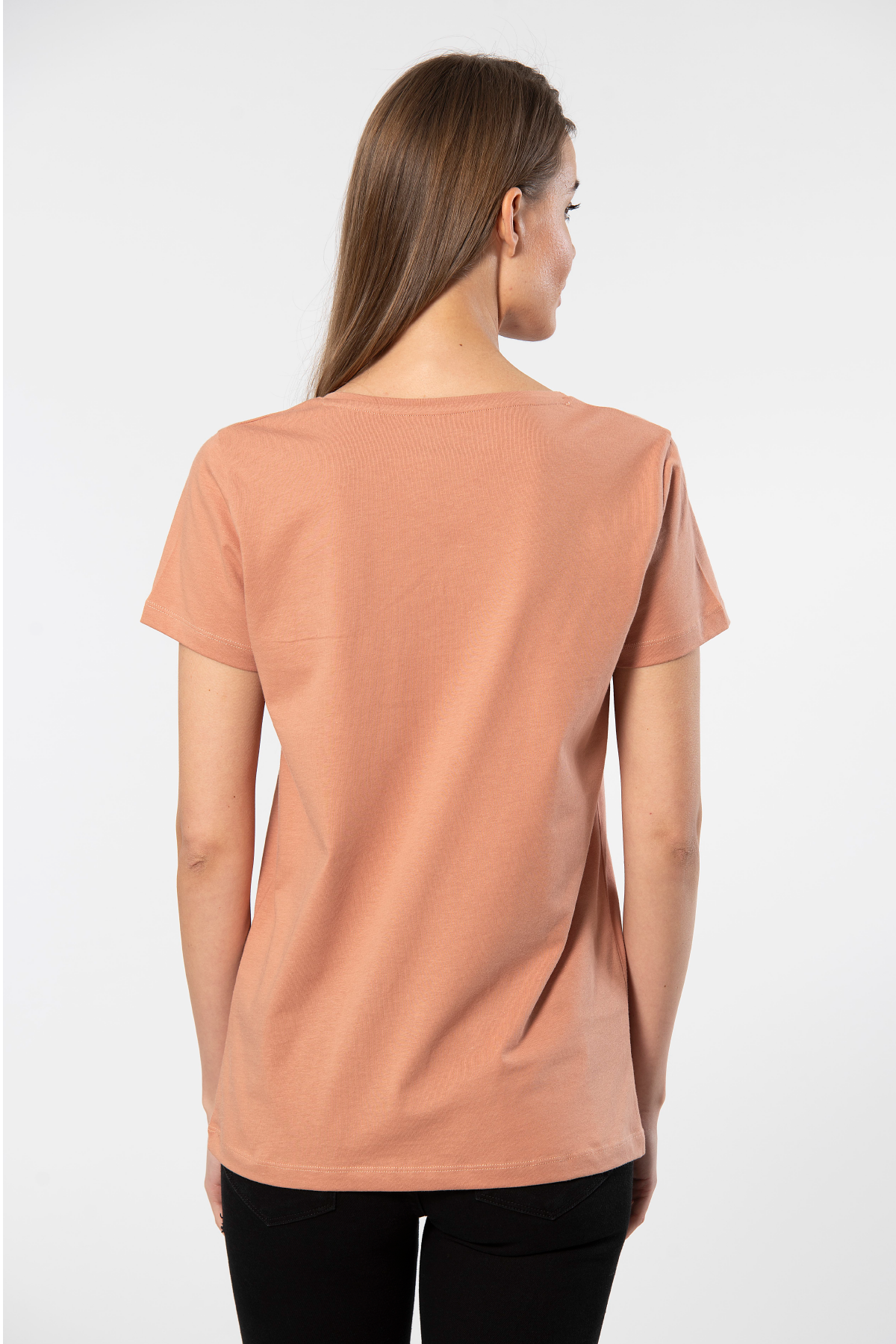 Pamuklu Nefes Alabilir Kısa Kollu Tişört Wtshirt 1 - Somon