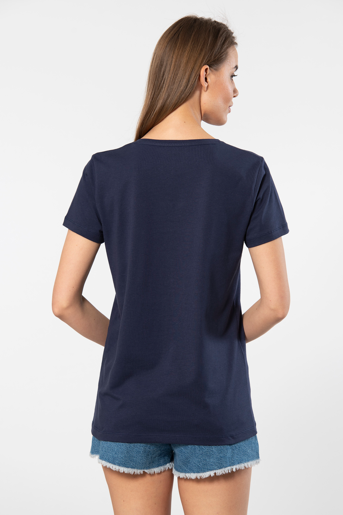 Pamuklu Nefes Alan Kısa Kollu V Yaka Tişört Wtshirt 1234 - Lacivert