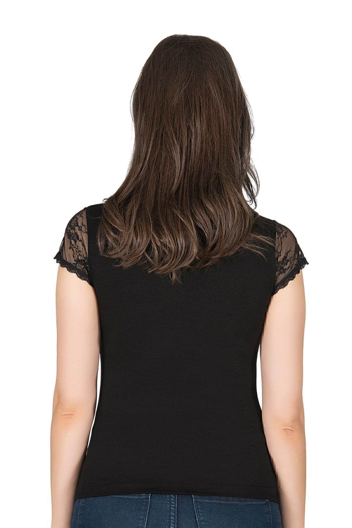 Dantel Detaylı Viskon Kısa Kollu Kadın Atlet Özkan 7371 - Siyah