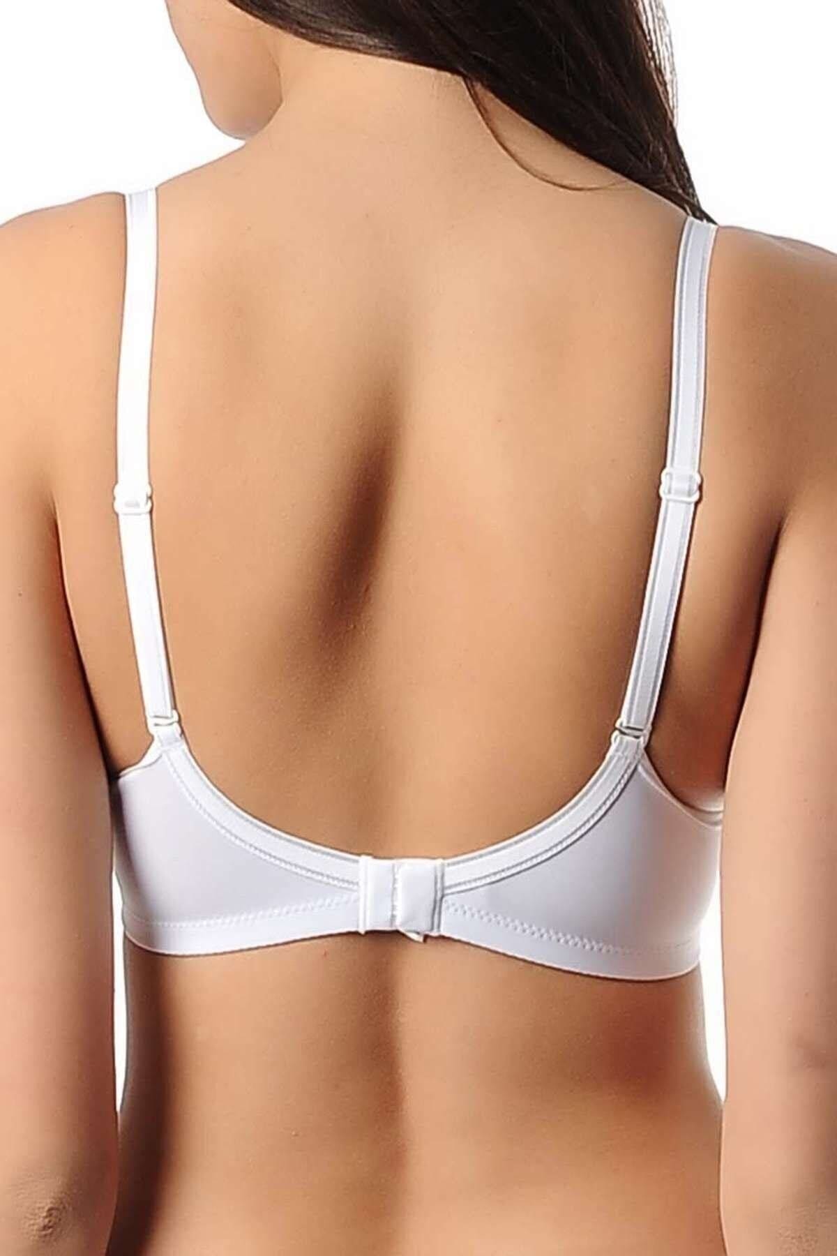 Destekli Yarım Kap Sütyen Siyah Yeni İnci 6559 - Beyaz