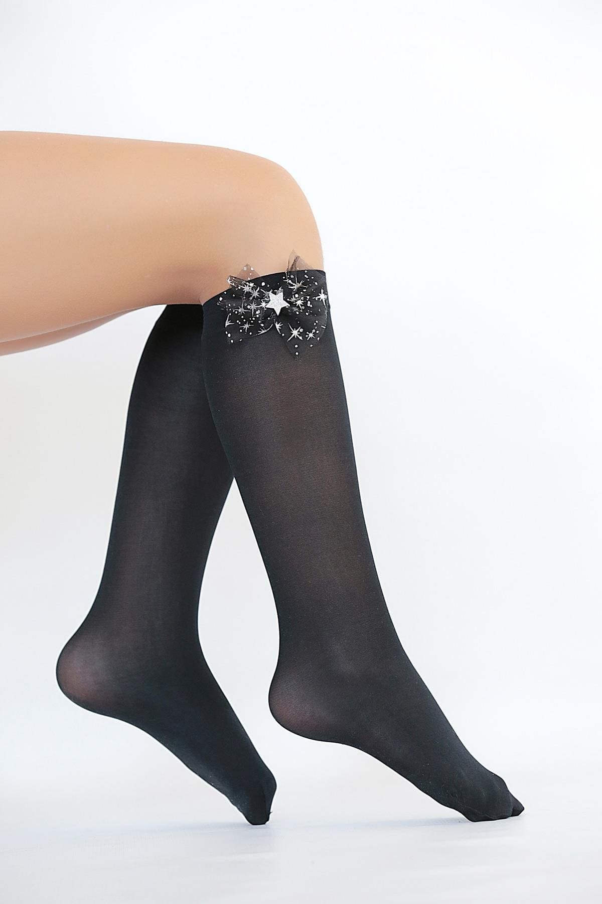 Polyamide Elastane Siyah Çocuk Dizaltı Çorap Daymod 2242023 - Siyah