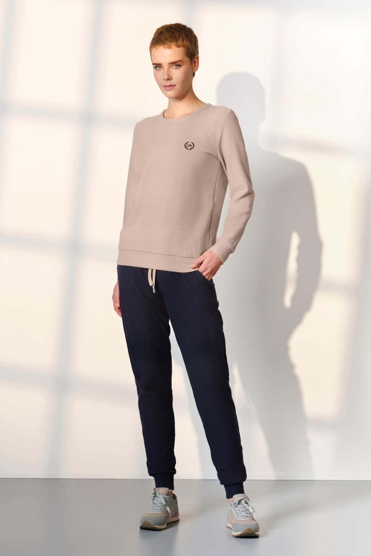 Kaşkorse Rahat Kesim Kadın Pijama Takımı Doreanse 25K4042 - Pudra