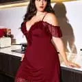 Bordo Seksi Büyük Beden Fantezi Gecelik Pink Night 6692