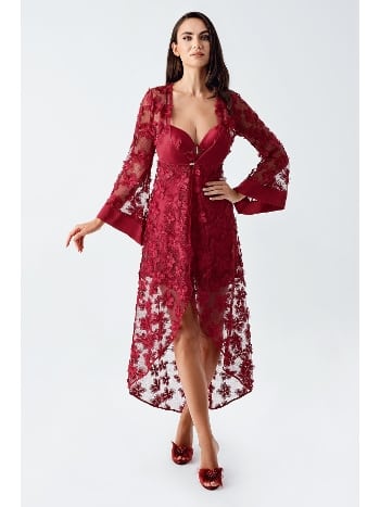 Çapraz Askılı Asimetrik Saten Gecelik Takımı Pembe İmaj 2410