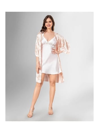 Saten Dokulu Kadın Gecelik Takımı Ahu 1807