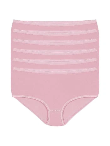 Likralı Yüksek Bel Bato Külot 6'lı Paket Pembe Yıldız 3743