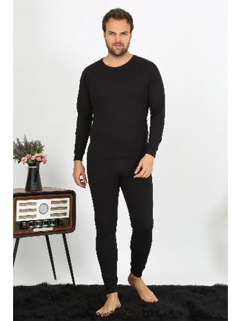 Uzun Kollu Termal Alt Üst Erkek İçlik Takım Siyah Akbeniz 6868