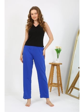 Mavi Penye Düz Tek Alt Kadın Pijama Akbeniz 27538